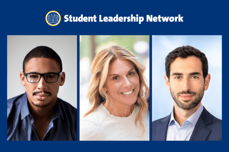Photo of a woman and two men who are the new board members. SL Network logo is on top.